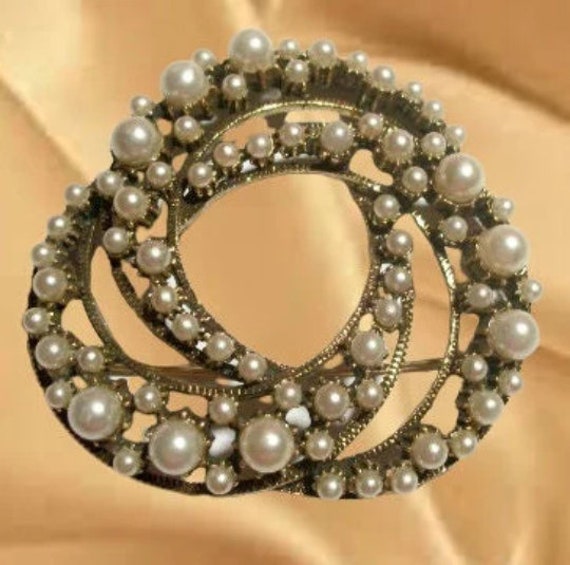 Large Pearl Brooch Florenza Signed Jewelry Vintag… - image 9