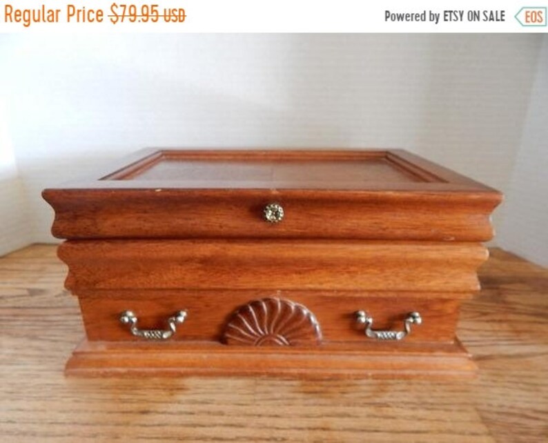 Jewelry Box Dresser Top Compartment Storage Case Womens Etsy