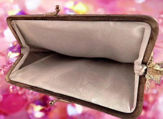 Glam Evening Purse Vintage 1980s Gold Vinyl Kiss … - image 3