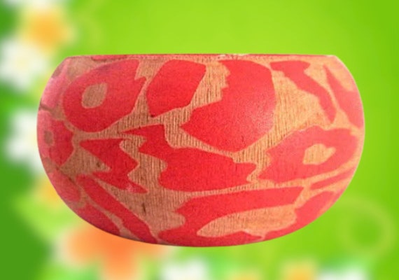 Womens Bracelet Zebra Print Wooden Bangle Orange … - image 7