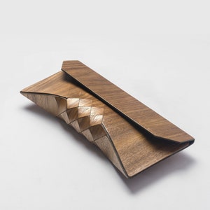 Shoes, bags and accessories Category Winner: Etsy Design Awards 2020 wood clutch, wood bag, wood purse, geometric, geometric wood clutch image 4