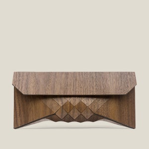 Shoes, bags and accessories Category Winner: Etsy Design Awards 2020 wood clutch, wood bag, wood purse, geometric, geometric wood clutch