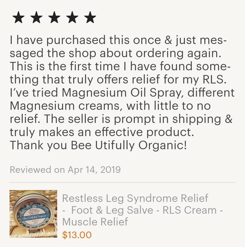 Restless Leg Syndrome assistance Foot & Leg Salve RLS Cream | Etsy