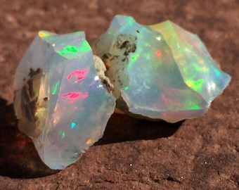 2 Raw Opal Stones 20mm - 5 Grams Ethiopian Opal in Matrix Rough Welo Opal Raw Stone, Rainbow Opal, Fire Opal, Lapidary Gemstones