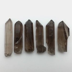 6 Raw Smoky Quartz Crystals, 45mm CLEAR Smoky Quartz Crystal Jewelry Points, Raw Crystals & Stones, Rocks and Minerals, Healing Stones