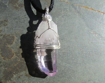 Vera Cruz Amethyst Crystal Pendant - Sterling Silver Wire Wrap Clear Crystal Point Necklace, Vera Cruz Amethyst Raw Crystal Healing Jewelry
