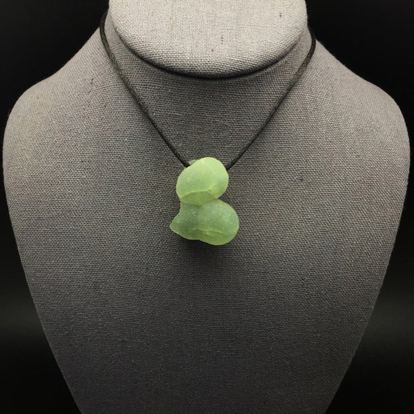 Prehnite Crystal Pendant 36mm, Raw Green Prehnite Round Botryoidal Crystal Nodule with Hole Drilled, Prehnite Necklace, Raw Stone on Cord