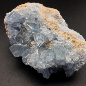 Celestite Crystal Cluster, Raw Blue Celestite Crystals in Matrix, Celestine Stone, Raw Crystals and Stones, Rocks and Minerals