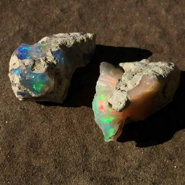 2 Raw Opal Stones Bulk Lot 6 Grams Ethiopian Welo Opal in Matrix Rough Opal Raw Stone Rainbow Fire Opal, Lapidary, Raw Crystals and Stones