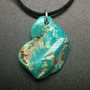 Turquoise Nugget Pendant from Kingman, Arizona. 58mm Genuine Turquoise Stone with Sterling Silver, Turquoise Necklace