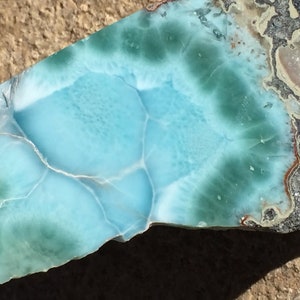 Larimar Stone 3 Inch, High Grade Blue Green Larimar Stone from Dominican Republic, Gemstone Rough, Polished and Raw Stone, Rocks & Minerals