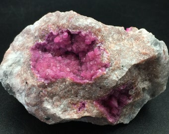Cobalto Calcite in Matrix, Bright Pink Calcite Crystal Druzy, High Grade Collector Specimen, Raw Crystals and Stones, Rocks and Minerals