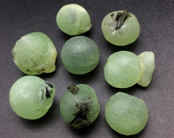 8 Prehnite Crystal Nodules, 24mm Small Spherical Crystals, Gem Quality Raw Green Prehnite Stones, Raw Crystals & Stones, Rocks and Minerals