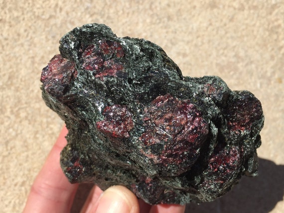 Raw Garnet in Fuchsite 4 Inch, Red Garnets With Green Fuchsite