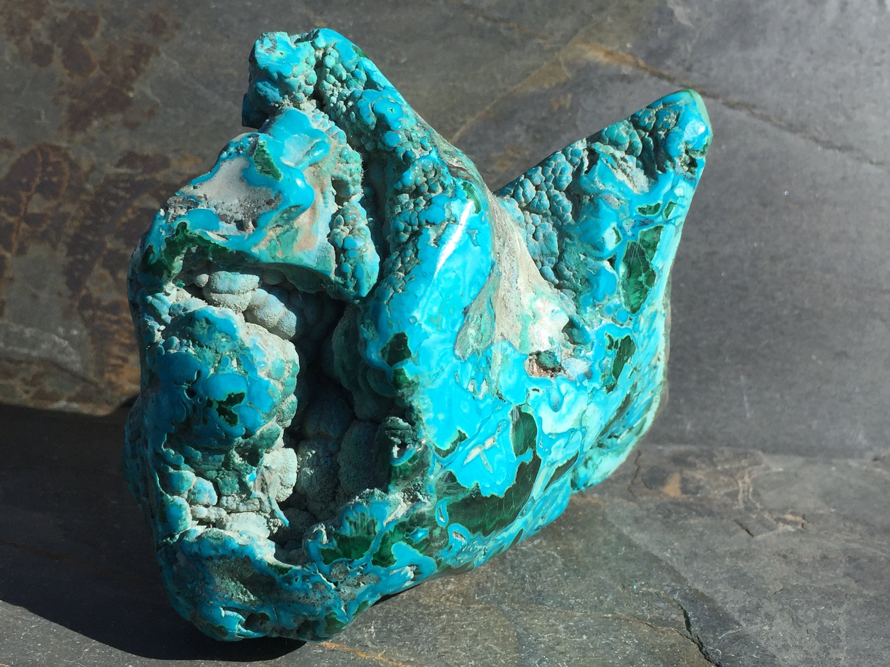 クリソコラ マラカイト ストーン ラージ 4.5 インチ、ザイール産