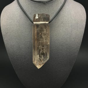 X-Large Smoky Quartz Crystal Pendant, 4.25 Inch Raw Clear Smoky Quartz Crystal Point Drilled Large Hole Fits on Chain, Big Crystal Necklace