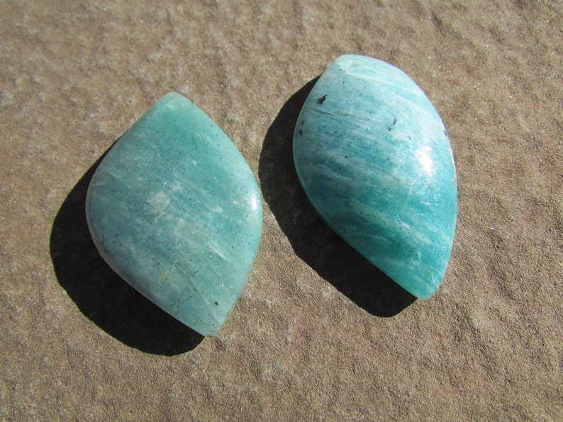 2 Amazonite Stone Pendants Gemstones Rocks and Minerals Large Blue Green Amazonite Polished Drilled Cabochons Amazonite Necklace