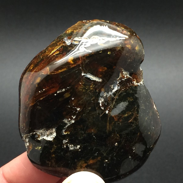 Mexican Amber Stone Raw & Polished, 2.75 Inch Genuine Amber Specimen from Chiapas Mexico, Fluorescent Minerals, Mayan Amber Rough