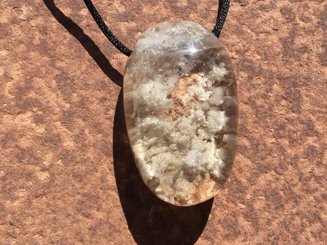 Garden Quartz Pendant 2 Inch Clear Quartz With Lodolite Etsy
