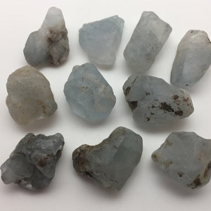 10 Celestite Crystals Bulk Lot Small Crystal Rough, Blue Celestite / Celestine, Raw Crystals and Stones, Rocks & Minerals Healing Stone