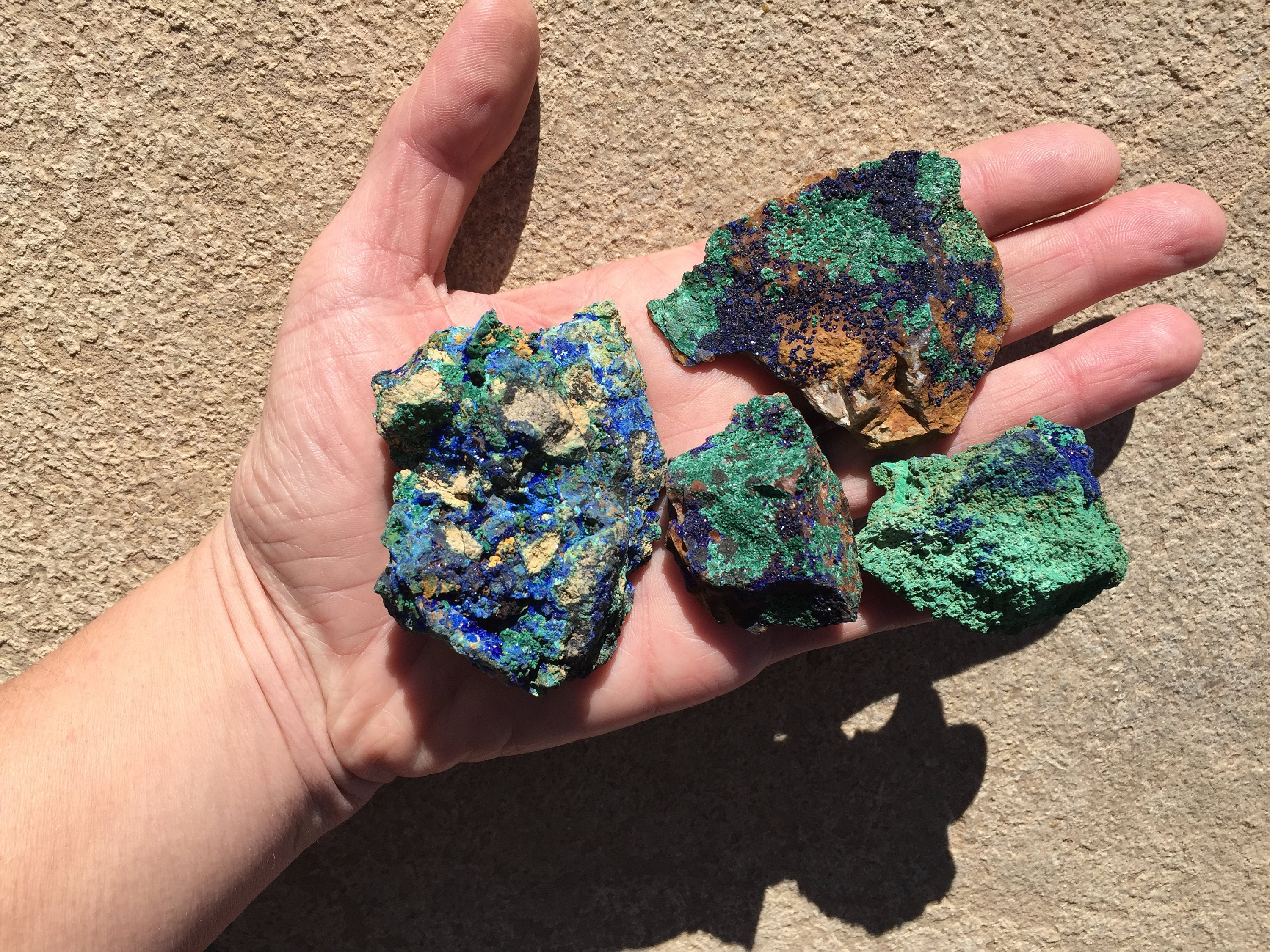 Lot De 5 Cristaux D'Azurite Et Malachite – Minéraux Bruts D'Italie – Vert Et Bleu