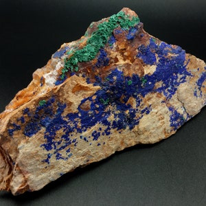 Large 7.5 Inch Azurite Malachite in Matrix Specimen, Green Malachite with Blue Azurite, Raw Crystals and Stones, Rocks and Minerals