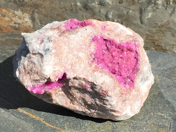 Unique Pink Cobalto Calcite - Raw Pink Calcite on Stone Matrix