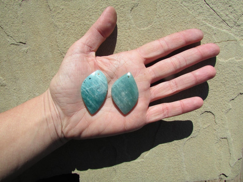 2 Amazonite Stone Pendants Gemstones Rocks and Minerals Large Blue Green Amazonite Polished Drilled Cabochons Amazonite Necklace
