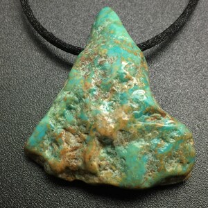 Turquoise Nugget Pendant from Kingman, Arizona. 46mm Genuine Green Turquoise with Large Hole Drilled Fits on Chain, Turquoise Necklace