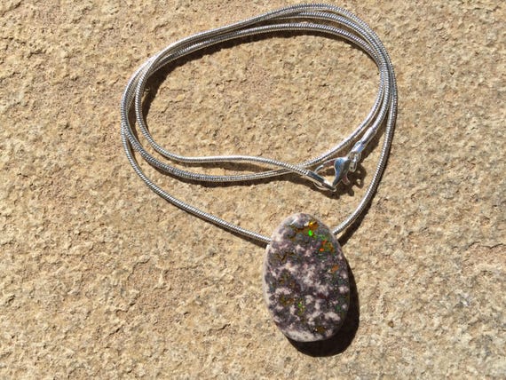 FIRE OPAL Pendant, 27mm Mexican Fire Opal Stone Necklace, Fire Opal in Natural Matrix with Large Hole Drilled Fits on Chain