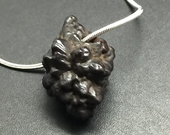 Prophecy Stone Pendant, 30mm Raw Marcasite Hematite Pseudomorph Crystal from Egypt, Large Hole Drilled Fits on Chain, Raw Crystal Necklace