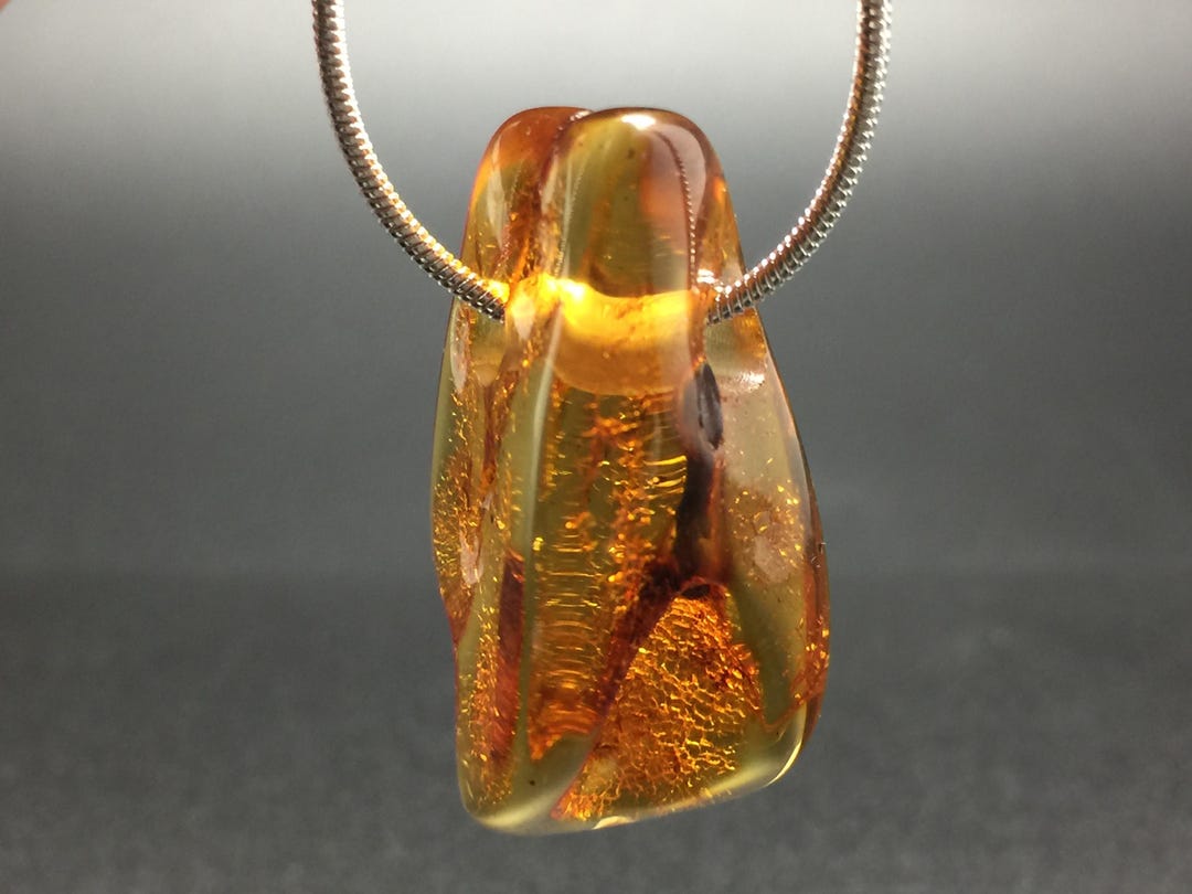 Baltic Amber Pendant, 38mm Clear Orange Amber From Lithuania. Natural ...