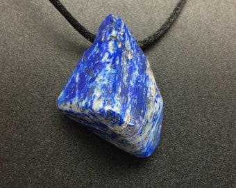 Lapis Lazuli Pendant, Blue Lapis Stone from Afghanistan, Lapis Pendant with Hole Drilled, Lapis Necklace, Stone on a Cord