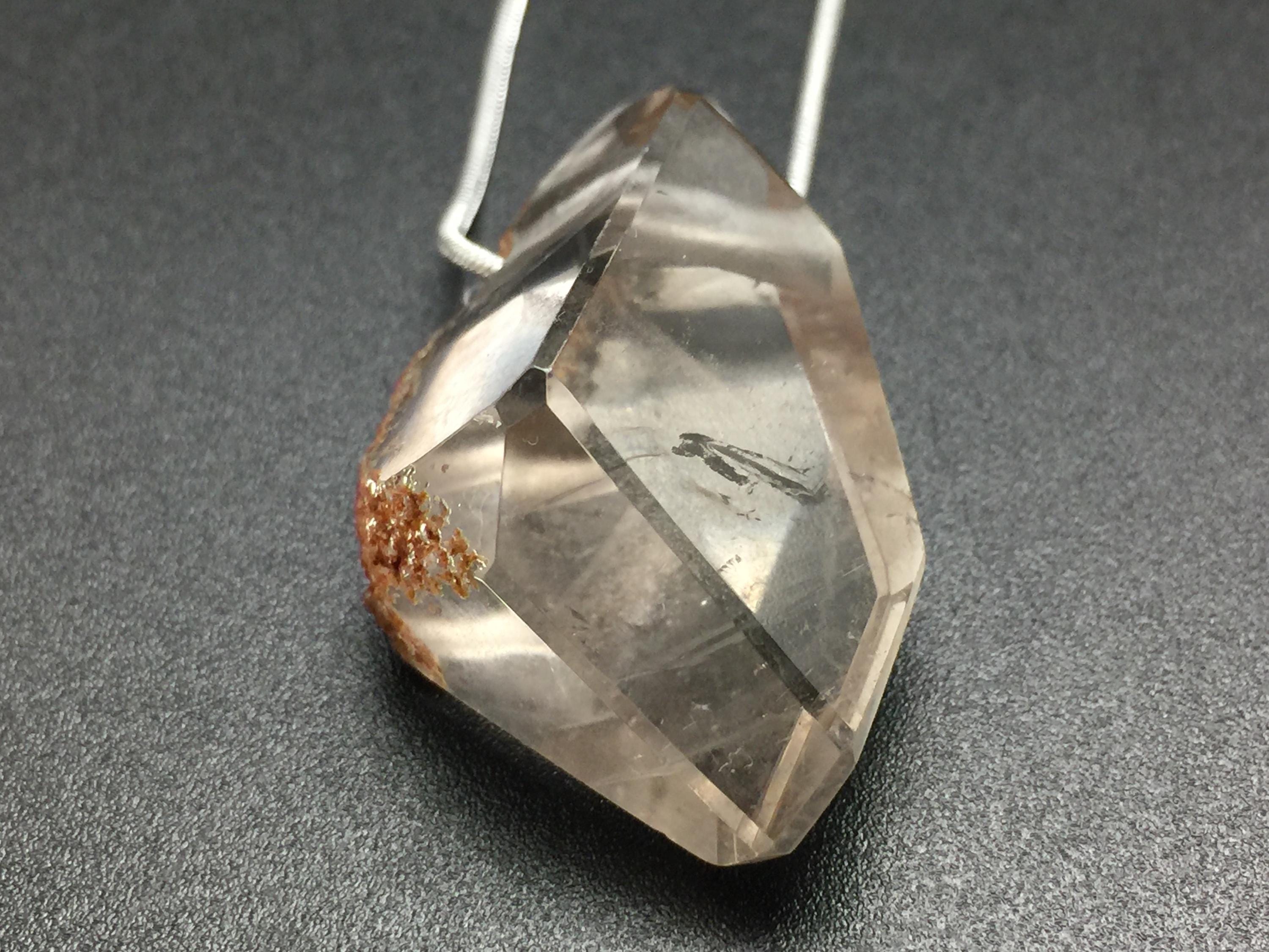 Clear Quartz Crystal Pendant, 1.7 Inch Free Form Cut and Polished Crystal Large Hole Drilled Fits on Chain, Clear Crystal Necklace