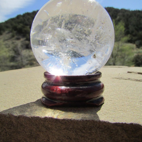 Crystal Sphere - Quartz Crystal Ball from Brazil - 1 & 1/2 inch Quartz Crystal Sphere - Clear Quartz Crystal Ball