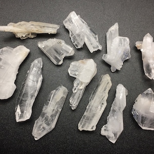 12 Faden Quartz Crystals, Clear Elestial Tabby Faden Crystals, Raw Crystals and Stones, Rocks and Minerals