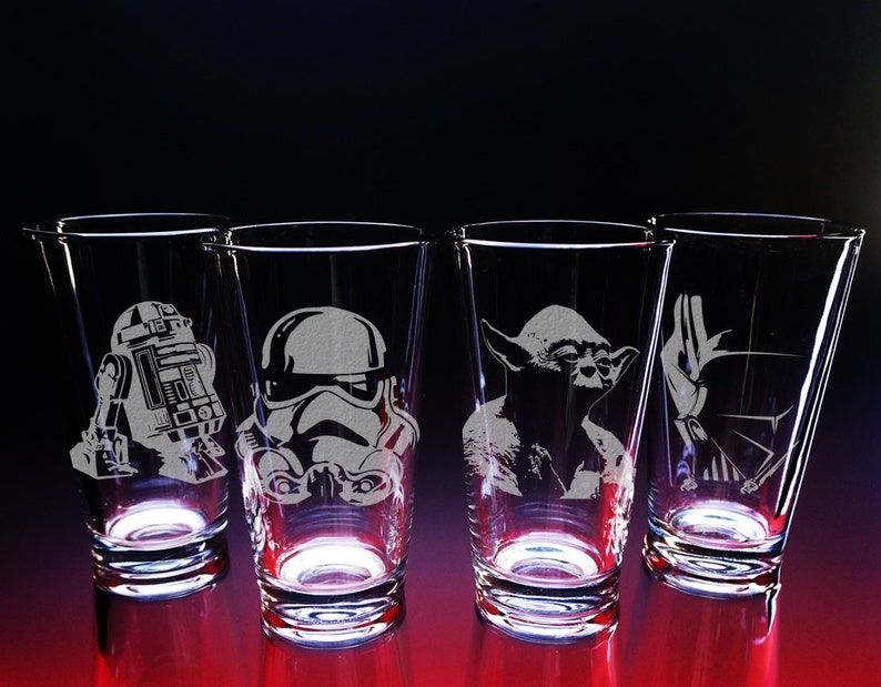 Star Wars Drinking Glasses Gift Etched Glass Image 0