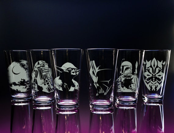 Set of 6, clear, pint glasses For all you Star Wars fans out there, this is...