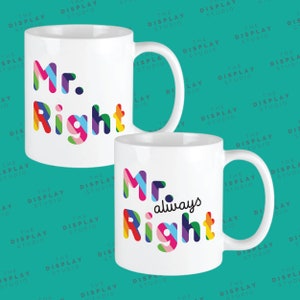 Mr. Right & immer richtig Becher Set, Geschenk für Gay Paare
