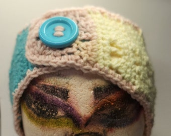 Baby Blue, Pink and Cream Winter Headband / Earwarmer