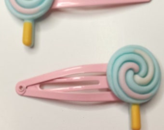 Kawaii Lollipops and Hearts Seamless Hairclips - 4pcs