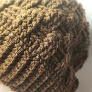 Brown Winter hat / Beanie /skull hat Basketweave Stitch Crochet