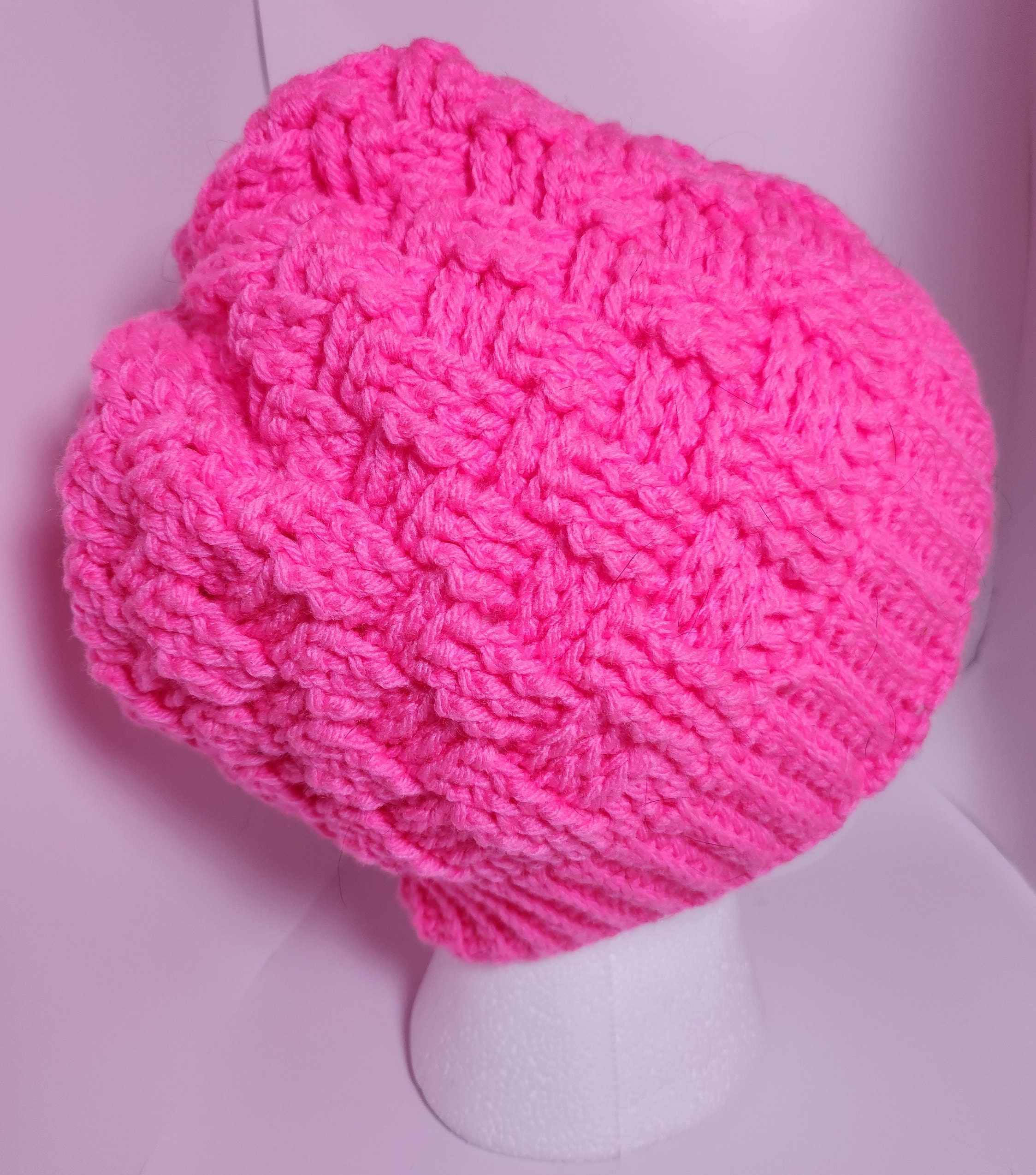 Buy Womens Pink Skull Cap / Winter Hat / Beanie / Basketweave in