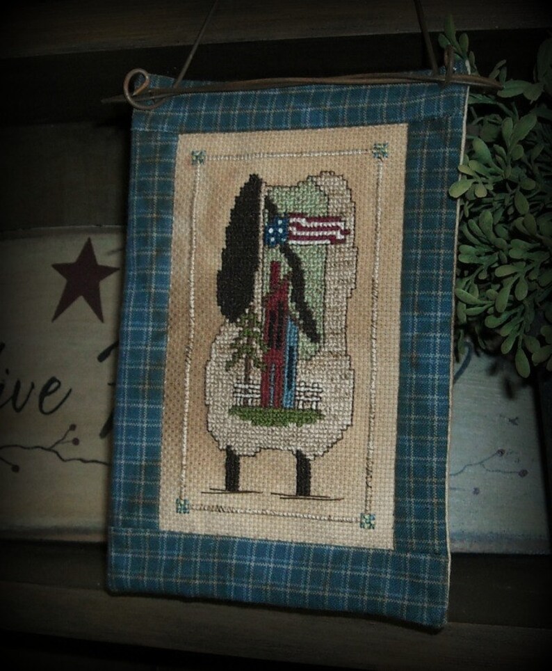 Primitive Americana Sheep Cross Stitch Epattern Prim Stitchery Etsy