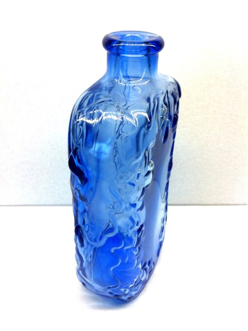 Cobalt Blue Glass Wine Bottle Acorn and Leaf Design Decorative Vase Made in Canada Vintage Home Decor Blue Glass 1960s il 794xN e24i