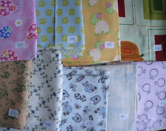 Fabric  squares - quilting fabric - Letter size squares - Fabric pieces  3 Pieces Pack