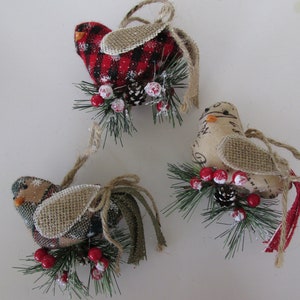 Set of 3 Birds - Christmas Ornaments - Christmas Decor