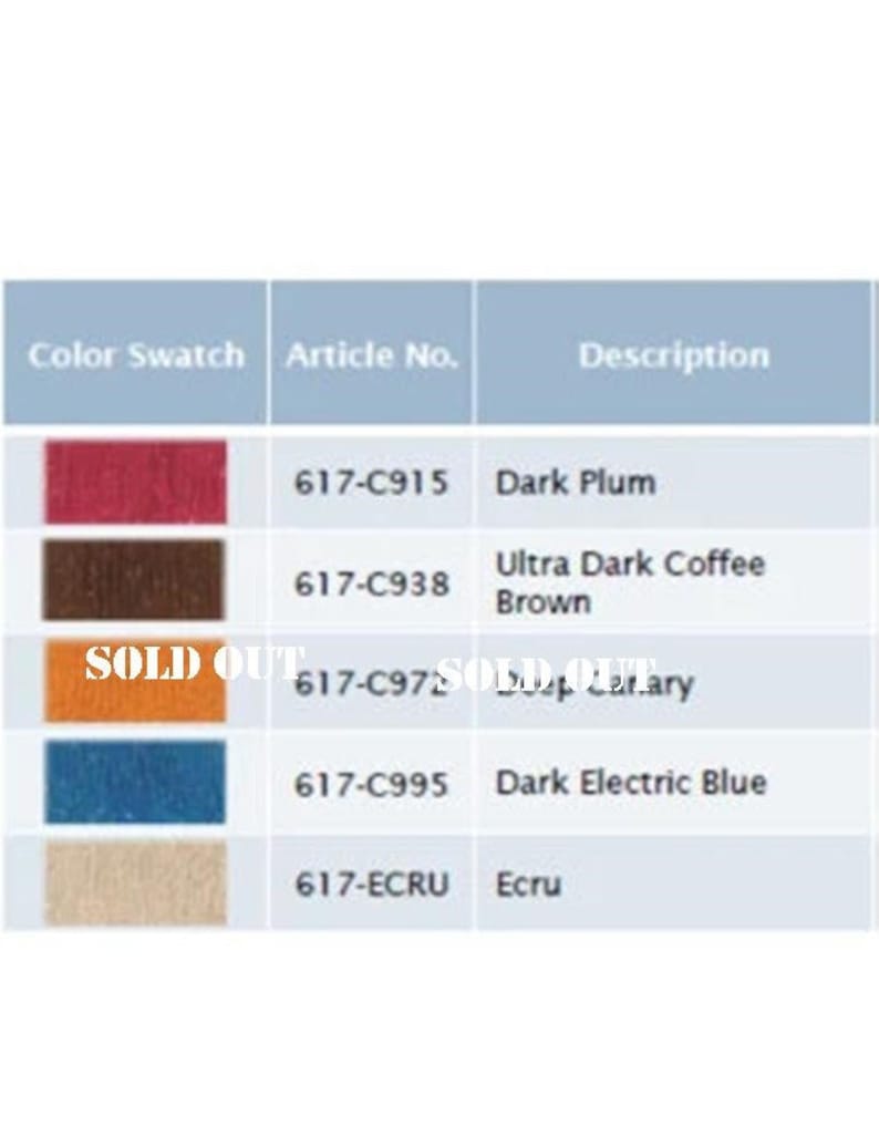 Puede incluir: Tarjeta de muestra con cinco muestras de tela. Los colores son ciruela oscuro, marr&oacute;n caf&eacute; ultra oscuro, apio oscuro, azul el&eacute;ctrico oscuro y crudo. Los n&uacute;meros de art&iacute;culo se enumeran debajo de cada muestra.