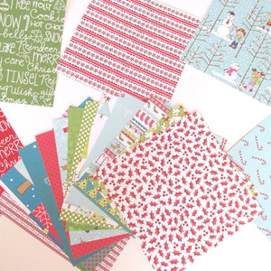 Printed Cardstock - 6" X 6 " squares - Jolly Christmas Collection 18 squares - Cardstock - Printed Cardstock - Christmas Cardstock