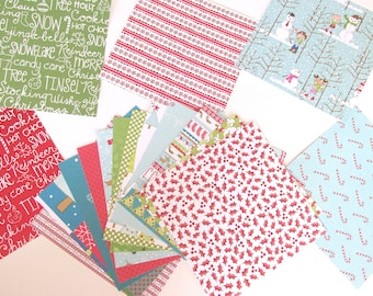 Printed Cardstock - 6" X 6 " squares - Jolly Christmas Collection 18 squares - Cardstock - Printed Cardstock - Christmas Cardstock
